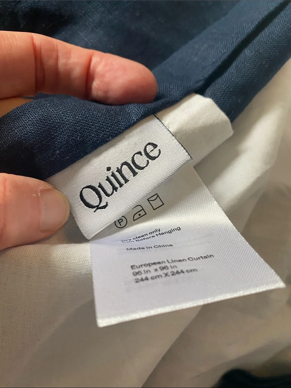 NWOT Quince European Linen Curtain Panel - Navy 96” x 96”